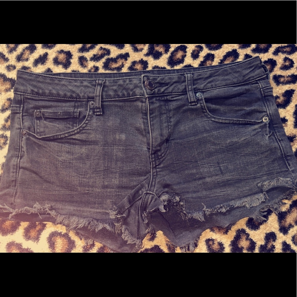 American Eagle black super low shortie shorts 12
